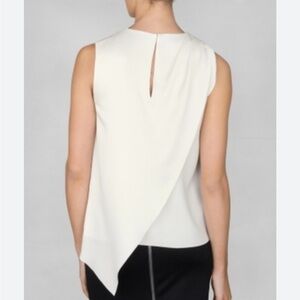 Asymmetrical goddess sleeveless white blouse WHBM